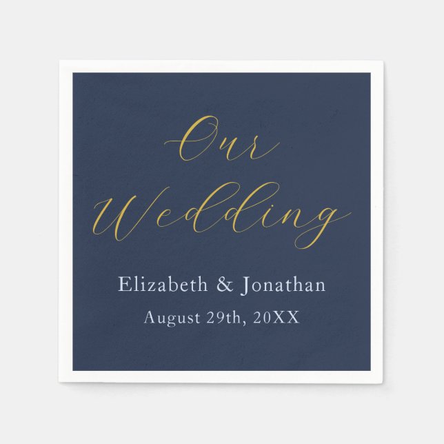 Serviette En Papier Mariage bleu opulent (Devant)