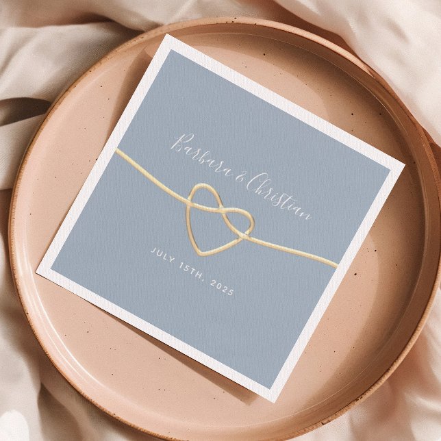 Serviette En Papier Mariage bleu poussiéreux minimal (Créateur téléchargé)