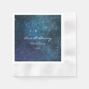 Serviette En Papier Mariage bleu violet Galaxy