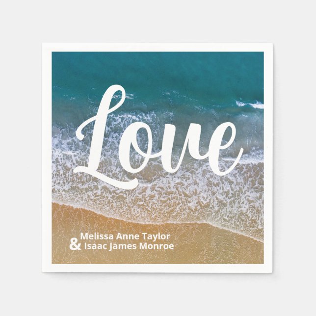 Serviette En Papier Mariage Blue Sea Beach (Devant)
