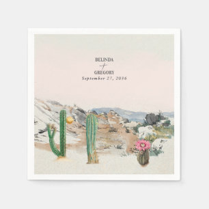 Serviette En Papier Mariage bohème au cactus du désert à l'aquarelle