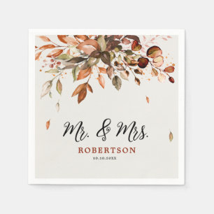 Serviette En Papier Mariage Bohème Champêtre Rustique d'Automne