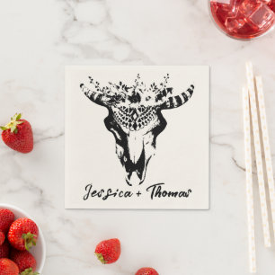 Serviette En Papier Mariage Bohème Cocktail Personnalisé