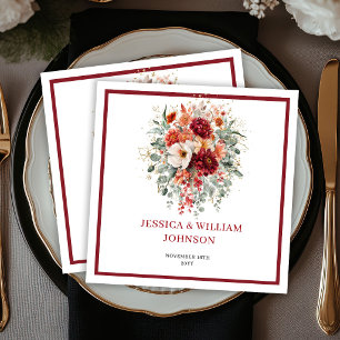 Serviette En Papier Mariage Bohème Floral Automnal au Eucalyptus de Bo