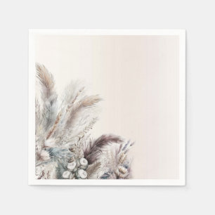 Serviette En Papier Mariage Bohème Floral Terreux Plumes