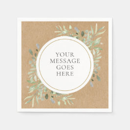 Serviette En Papier Mariage Bohème Kraft Eucalyptus Verdure