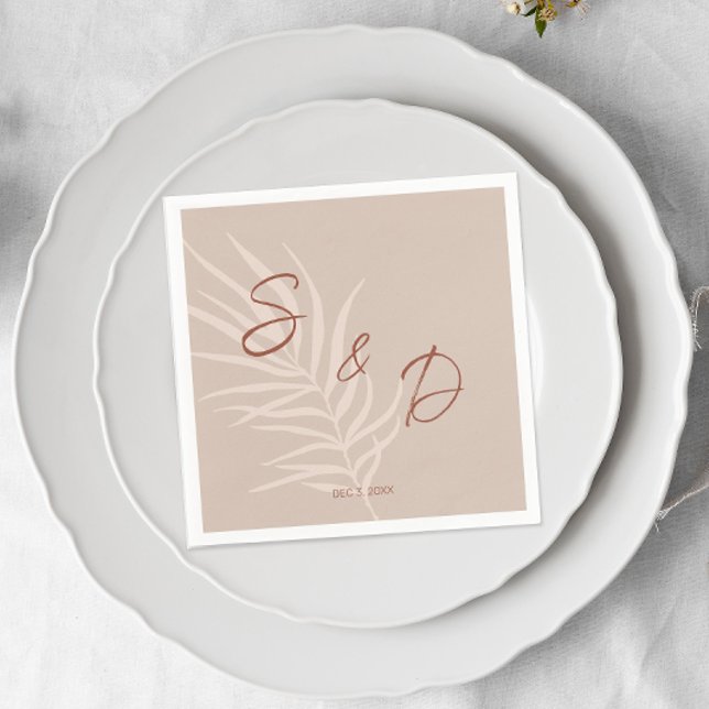 Serviette En Papier Mariage Bohème Personnalisé (Monogrammed Boho Terracotta Napkins)