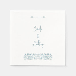 Serviette En Papier Mariage Boho Fleur sauvage bleu