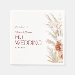 Serviette En Papier Mariage Boho Rustique Blanc Et Crème