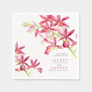Serviette En Papier Mariage botanique des fleurs d'orchidées rouges