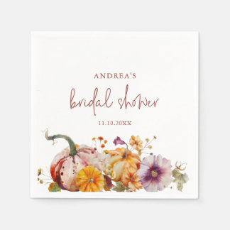 Serviette En Papier Mariage Botanique Élégant Aquarelle Citrouilles