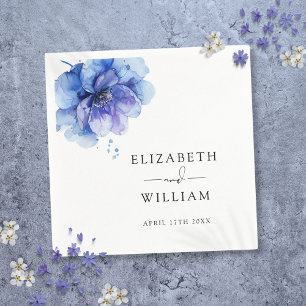 Serviette En Papier Mariage botanique élégant moderne bleu poussiéreux