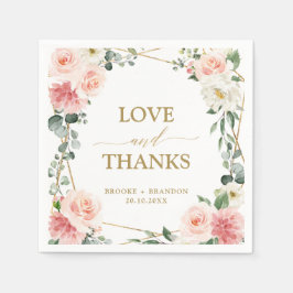 Serviette En Papier Mariage botanique géométrique rose pâle