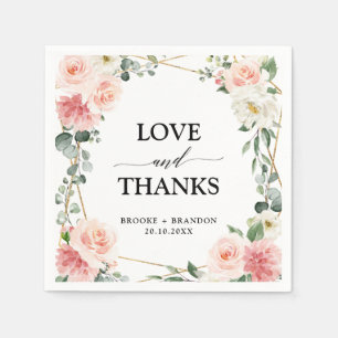 Serviette En Papier Mariage botanique géométrique rose pâle