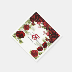 Serviette En Papier Mariage botanique rouge foncé