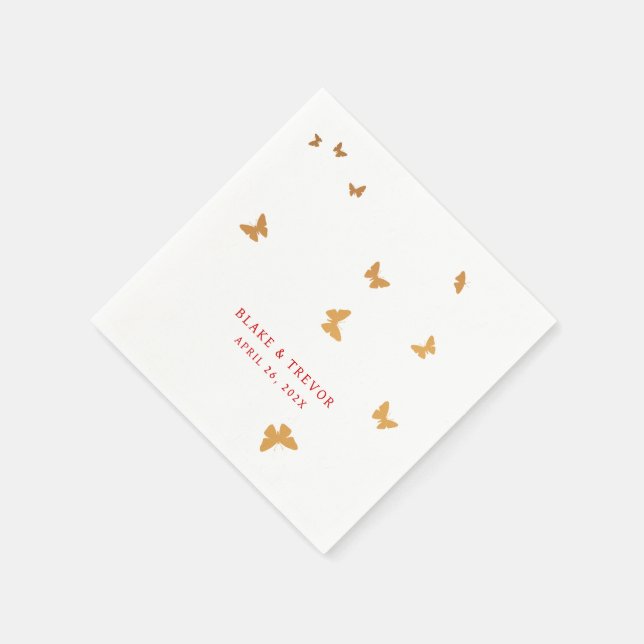 SERVIETTE EN PAPIER MARIAGE BOUTEILLES D'OR (Coin)