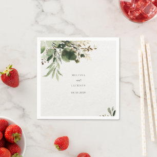Serviette En Papier Mariage Branches vertes