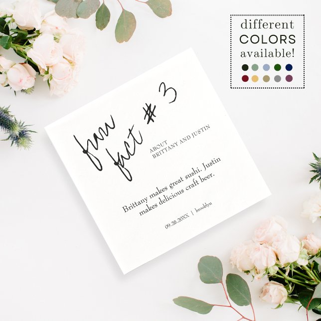 Serviette En Papier Mariage Brittany Simple Noir et Blanc Fun Fact #3 (Créateur téléchargé)