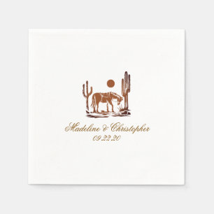 Serviette En Papier Mariage Brown romantique Western Dark