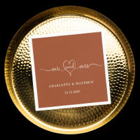 Mariage brûlé orange m. mrs coeur script simple