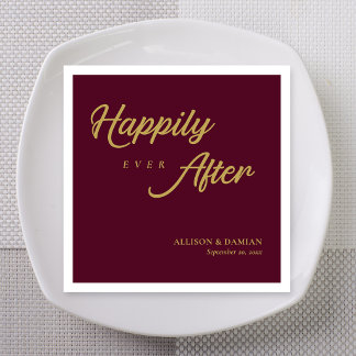 Serviette En Papier Mariage Burgundy Classique Heureux Pour Toujours
