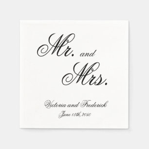 Serviette En Papier Mariage calligraphié élégant de M. et Mme