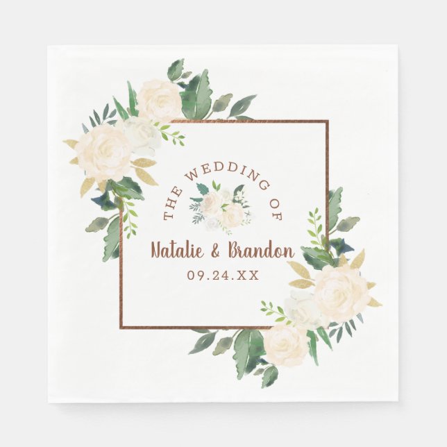 Serviette En Papier Mariage campagnard rustique frais ferme Monogramme (Devant)