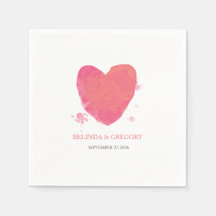 Serviette En Papier Mariage cardiaque rustique aquarelle