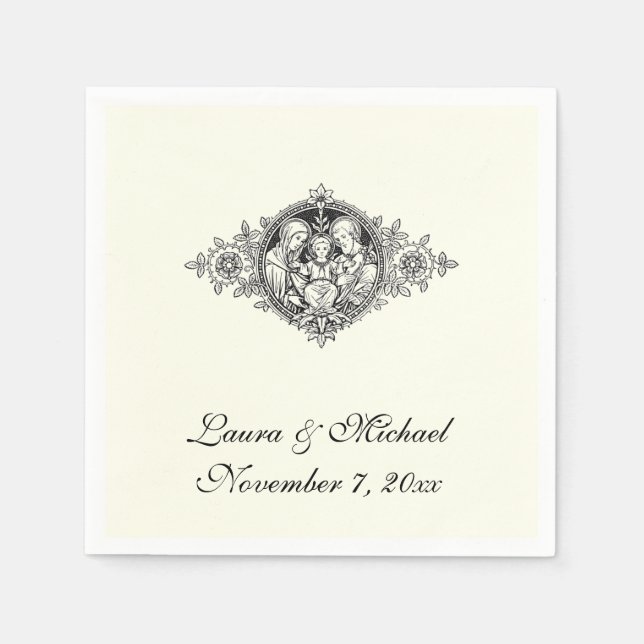 Serviette En Papier Mariage Catholique de la Sainte Famille Religieuse (Devant)