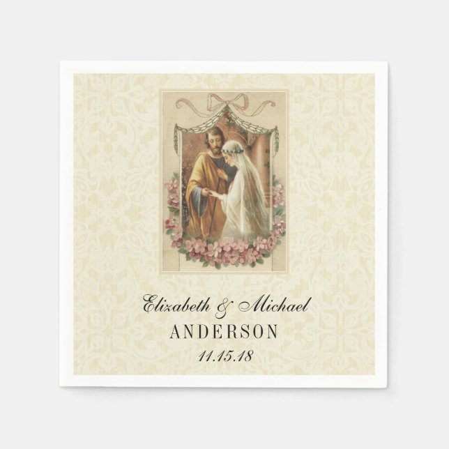 Serviette En Papier Mariage catholique de mariée mariage Mary Joseph (Devant)