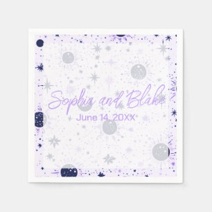 Serviette En Papier Mariage céleste noir et pourpre
