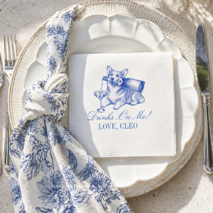 Serviette En Papier Mariage Champagne Corgi Élégant Chinoiserie