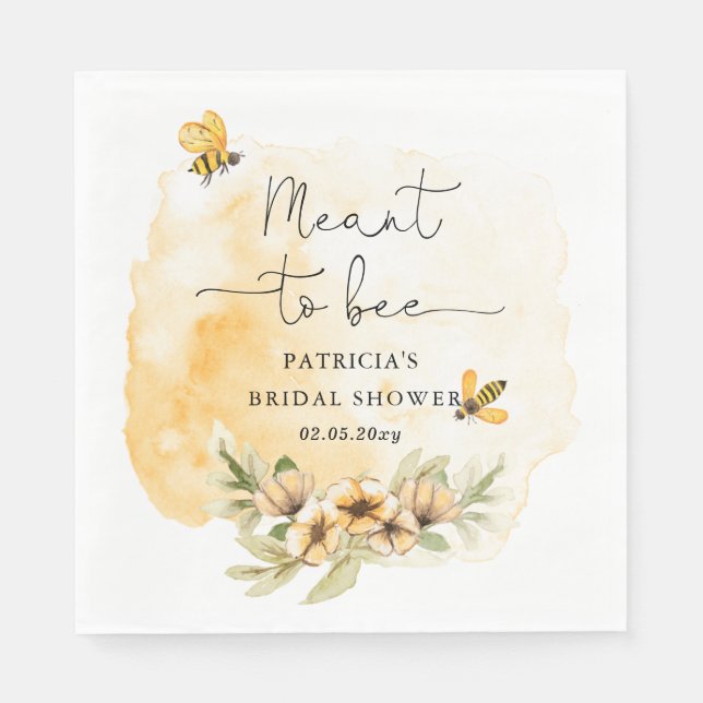 Serviette En Papier Mariage Champêtre Abeille Fleurie Prévu Pour être (Devant)
