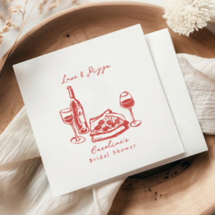 Serviette En Papier Mariage Champêtre avec Pizza et Vin