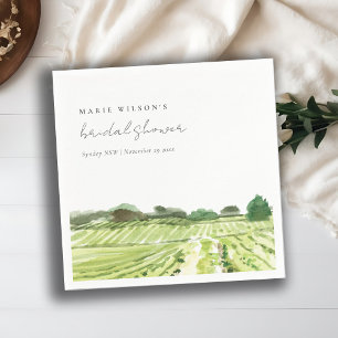 Serviette En Papier Mariage Champêtre dans un Vignoble avec Aquarelle
