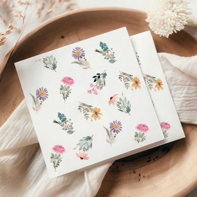 Serviette En Papier Mariage Champêtre Fête de Fiançailles Fleurs de Pr (Créateur téléchargé)