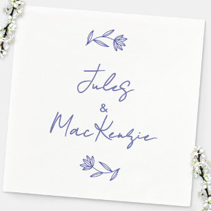 Serviette En Papier Mariage Champêtre Fleur Sauvage Bleu Méditerranéen