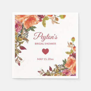 Serviette En Papier Mariage Champêtre Orange Rouille Bourgogne Récepti