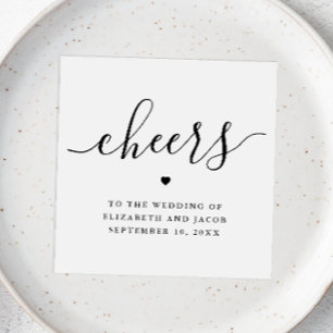 Serviette En Papier Mariage Cheers   Écriture Moderne Propre et Minima