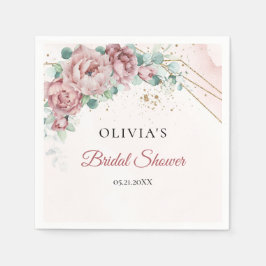 Serviette En Papier Mariage chic bohème avec des pivoines roses et de 