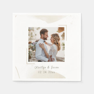 Serviette En Papier Mariage Chic Minimal Photo personnalisée