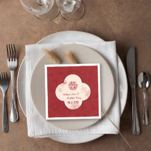 Serviette En Papier Mariage chinois élégant Double Xi Flower