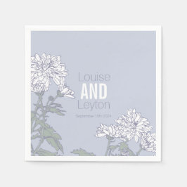 Serviette En Papier Mariage chrysanthème fleur blanche personnalisée