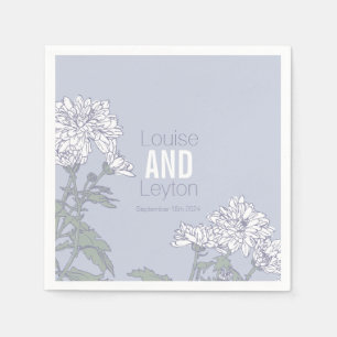 Serviette En Papier Mariage chrysanthème fleur blanche personnalisée