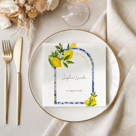 Serviette En Papier Mariage citron méditerranéen Boho