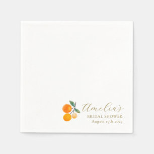 Serviette En Papier Mariage Citron Orange Aquarelle Personnalisé Brunc