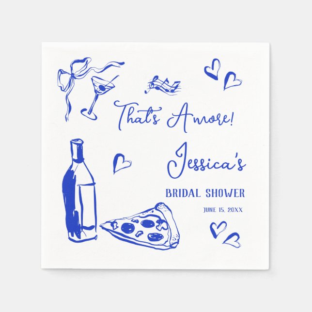Serviette En Papier Mariage civil Hand Drawn Doodle That's Amore pizza (Devant)