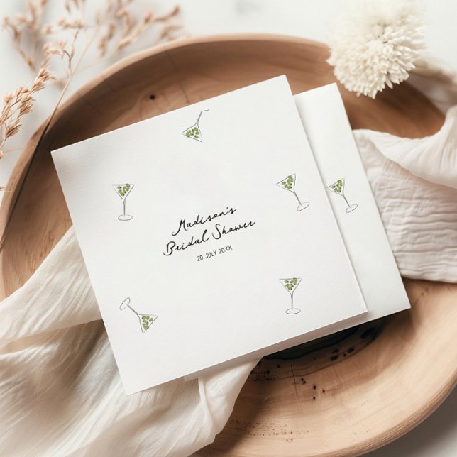 Serviette En Papier Mariage civil Quirky Martini Nœud Main Dessinée (Créateur téléchargé)