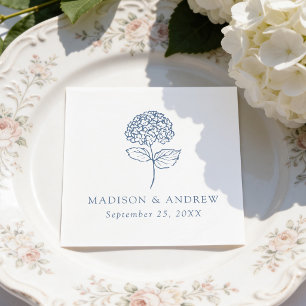 Serviette En Papier Mariage Classique avec Hydrangeas Bleus