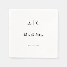 Mariage classique blanc personnalisé Cocktail Napk